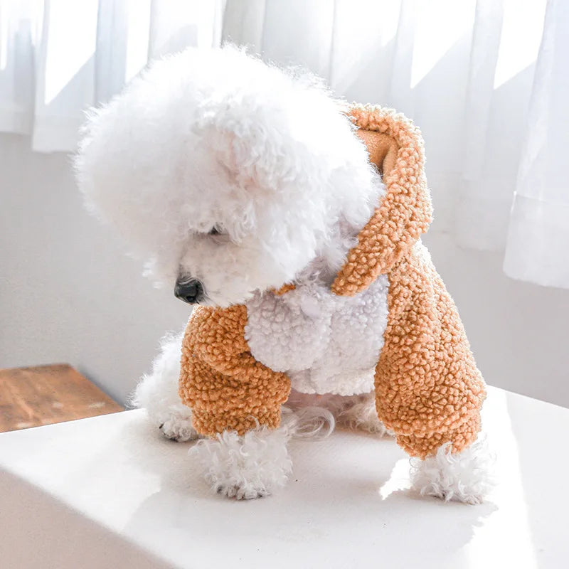 Berber Fleece Dog Hoodie – Winter Warm Pet Sweater with Buckle